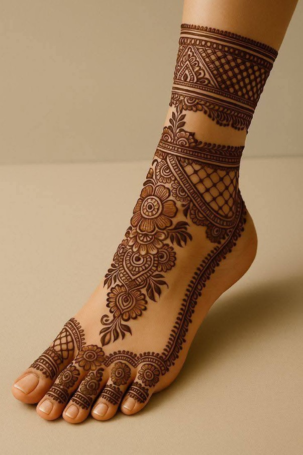 Stylish Leg Mehndi Design