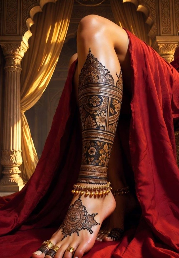 Stylish Leg Mehndi Design