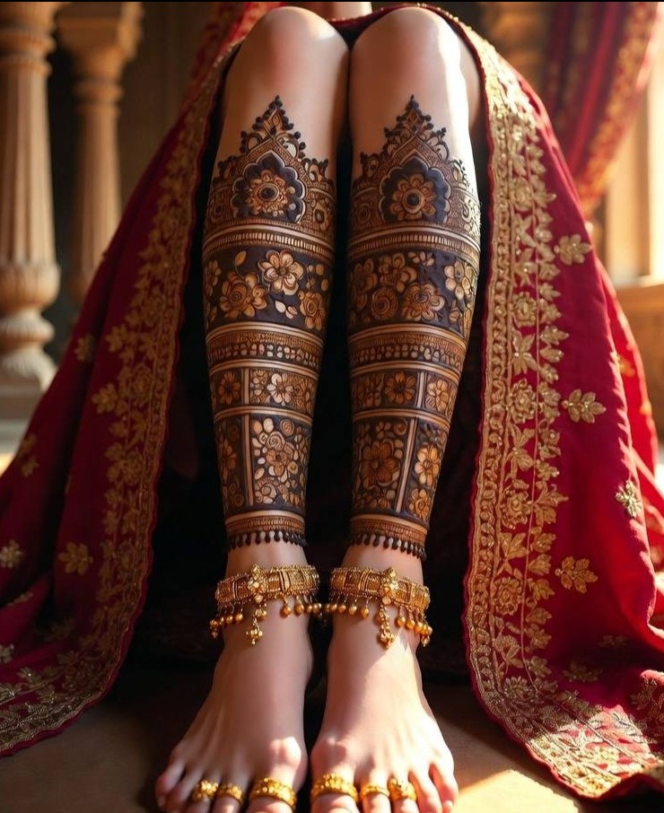 Stylish Leg Mehndi Design