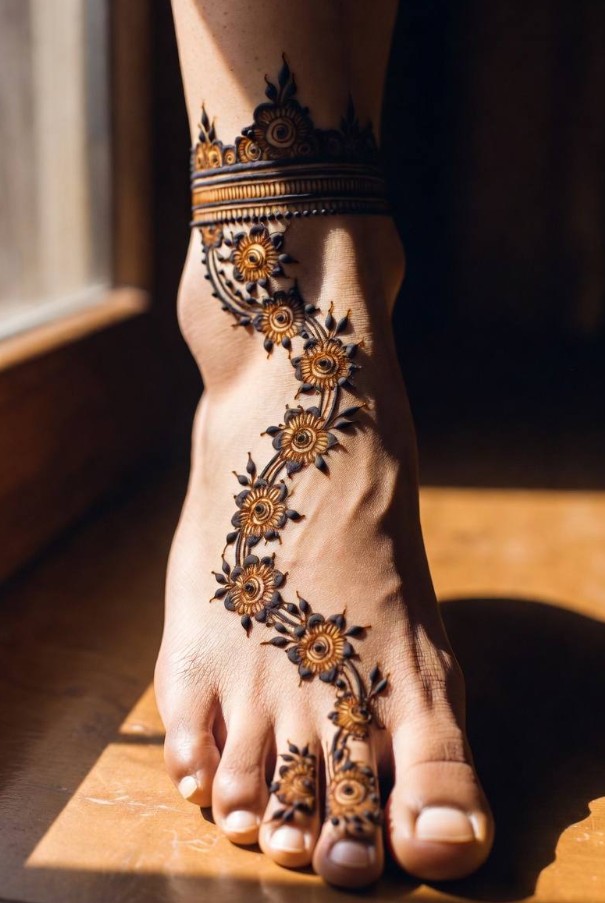 Stylish Leg Mehndi Design